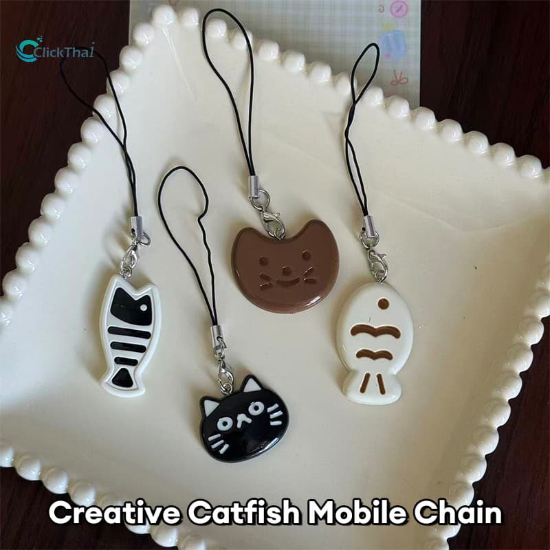 สายห้อยโทรศัพท์ ที่ห้อยกุญแจ Creative Cat Little Fish Phone Chain คู่โทรศัพท์กระเป๋าแฟชั่นจี้ รูปที่ 1