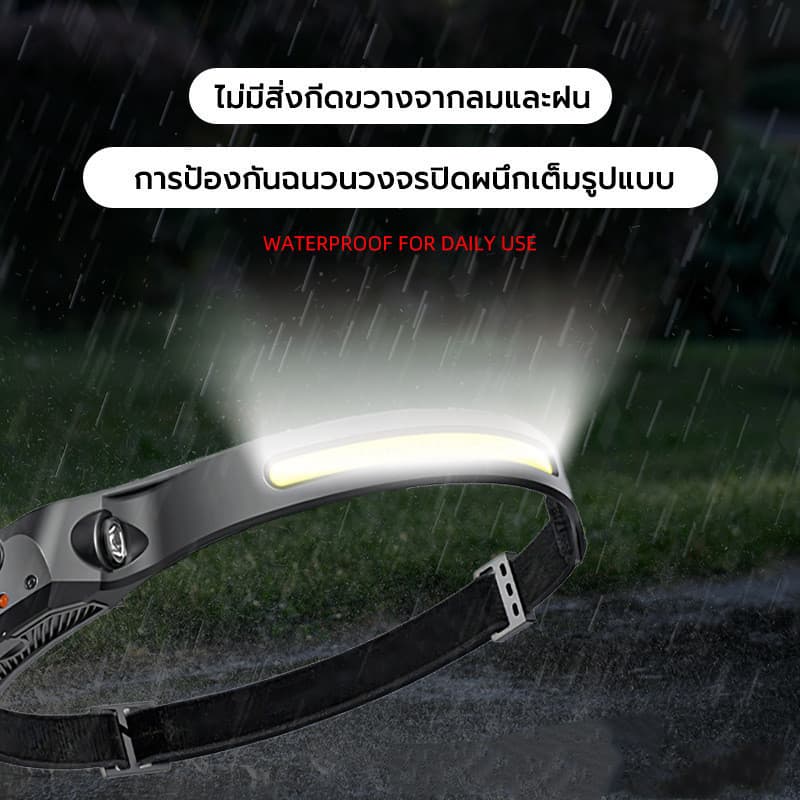 ไฟฉายคาดหัว แสงที่แข็งแกร่ง ด้วย USB ชาร์จใหม่ได้ กันน้ํา การใช้งานกลางแจ้ง ไฟฉายคาดศีรษะ ไฟฉายชาร์จไฟ รูปที่ 4
