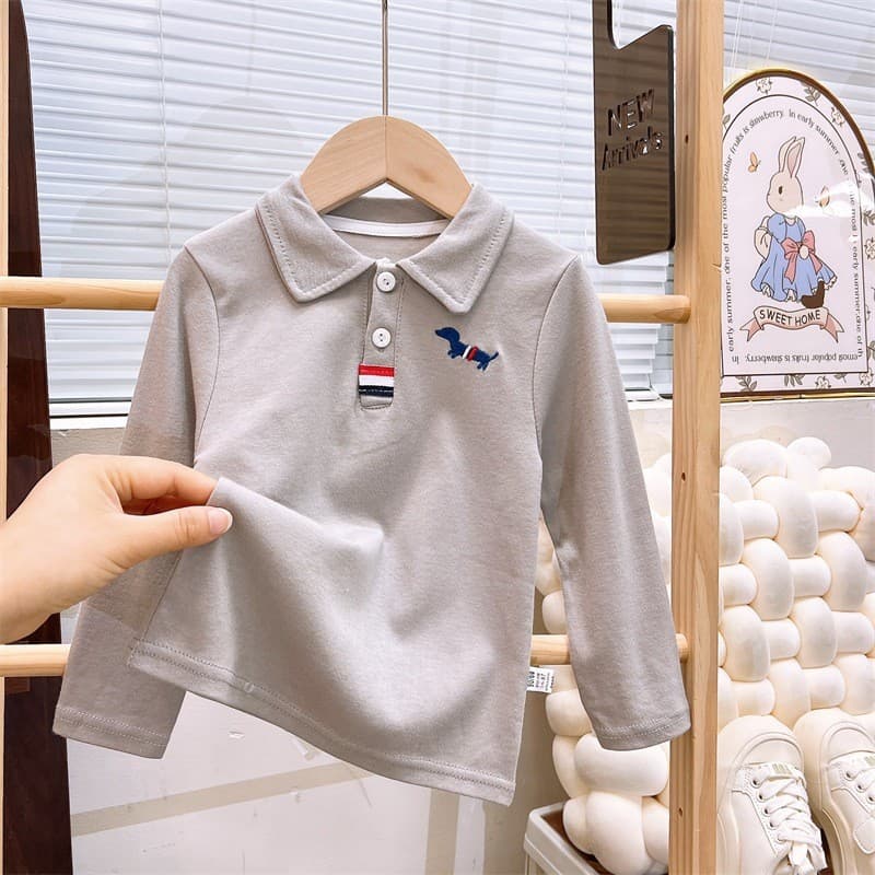เสื้อโปโลแขนยาวเด็ก เนื้อผ้าฝ้ายแท้ 100% นุ่มสบาย มีลายปักด้านหน้า ดีไซน์น่ารัก ใส่ได้ทั้งไปโรงเรียนและไปเที่ยว รูปที่ 5