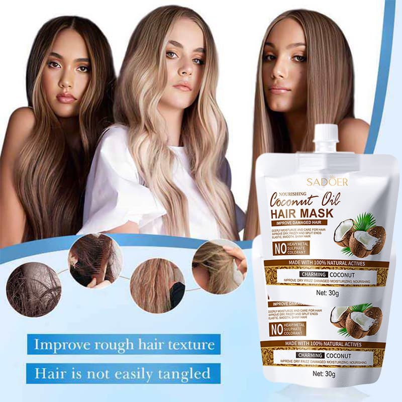 คุณภาพดีมากCoconut Oil HAIR MASK ทรีทเม้นท์ แชมพู เชื่อมแกนผม บำรุงผม ครีมนวดผม ตัวบูสแกนผม กู้ผมเสีย รูปที่ 4