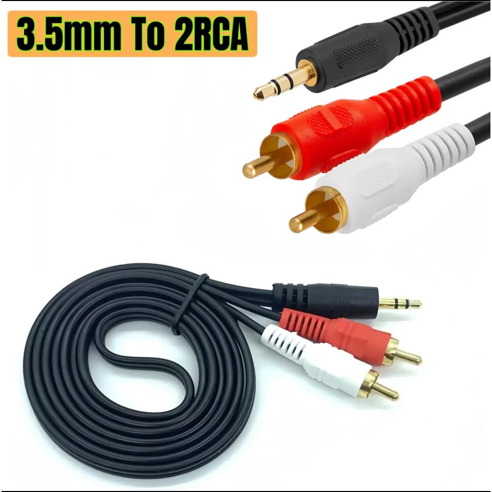 ขนาด 3.5 มม. ถึง 2 RCA ชุบทอง สำหรับเสียงสเตอริโอ Y-Splitter หญิง-ชาย สำหรับลำโพง รูปที่ 6