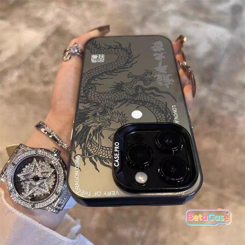 เคสโทรศัพท์ลายมังกรสีดำและขาวสุดเท่สไตล์แฟชั่น IMD สำหรับ iPhone 17 17pro 16 16pro 11 15 14 13 12 XR X XS Max 8 7Plus รูปที่ 8