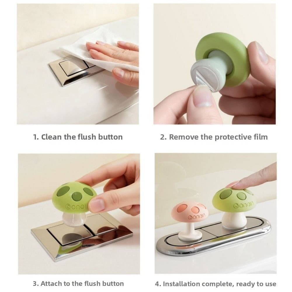 LONTIME ปุ่มกดถังชักโครก, กาวเล็บป้องกันห้องน้ํากดปุ่ม, เห็ดรูป Creative Multifunctional ถังน้ํา Push Switch รูปที่ 3
