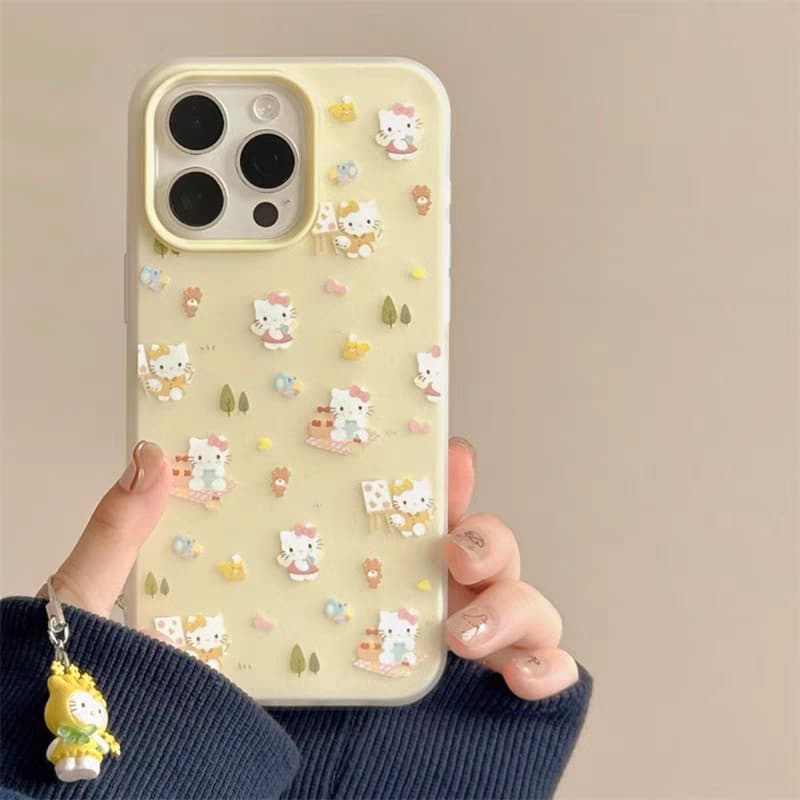 เคสไอโฟน 13 11 สำหรับ iPhone 17 16 15 13 11 14 12 Pro Max 15 14 13 16 Plus XR X Xs Max การ์ตูนหวานเคธีใหม่ 2 in 1 ปก รูปที่ 2
