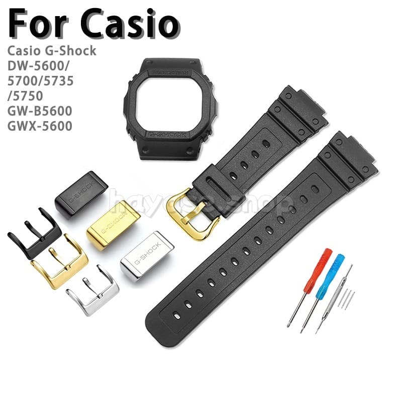 22 มม.สําหรับ Casio G-Shock DW-5600/5700/5735/5750 GW-B5600 GWX-5600 สายนาฬิกาซิลิโคนโลโก้นาฬิกาสร้อยข้อมือผู้ชายผู้หญิงกีฬานาฬิกาสายรัดข้อมือ รูปที่ 1