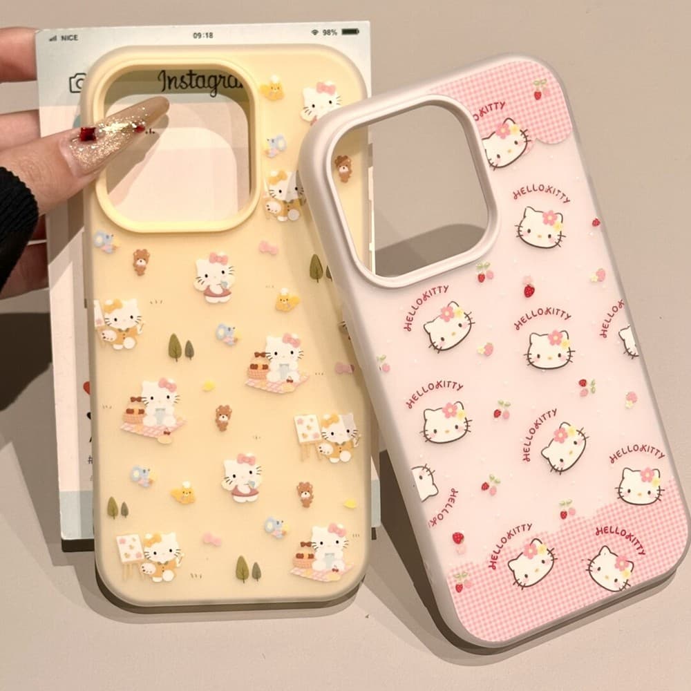เคสไอโฟน 13 11 สำหรับ iPhone 17 16 15 13 11 14 12 Pro Max 15 14 13 16 Plus XR X Xs Max การ์ตูนหวานเคธีใหม่ 2 in 1 ปก รูปที่ 1