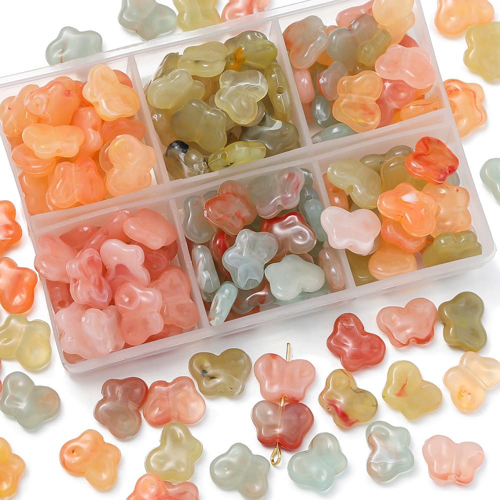 Kunkka ลูกปัดหินเทียมอะคริลิก20ชิ้นลูกปัดสองสีสำหรับทำสร้อยคอ DIY สร้อยข้อมือ รูปที่ 1