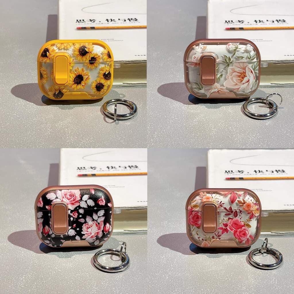 MANGO กรณีปลอกสําหรับ AirPods 4 Pro 3 2 กรณีปลอก Gen 4th Gen4 Secure ล็อคที่วางโทรศัพท์กันกระแทกภาพที่มีสีสันดอกไม้ รูปที่ 1
