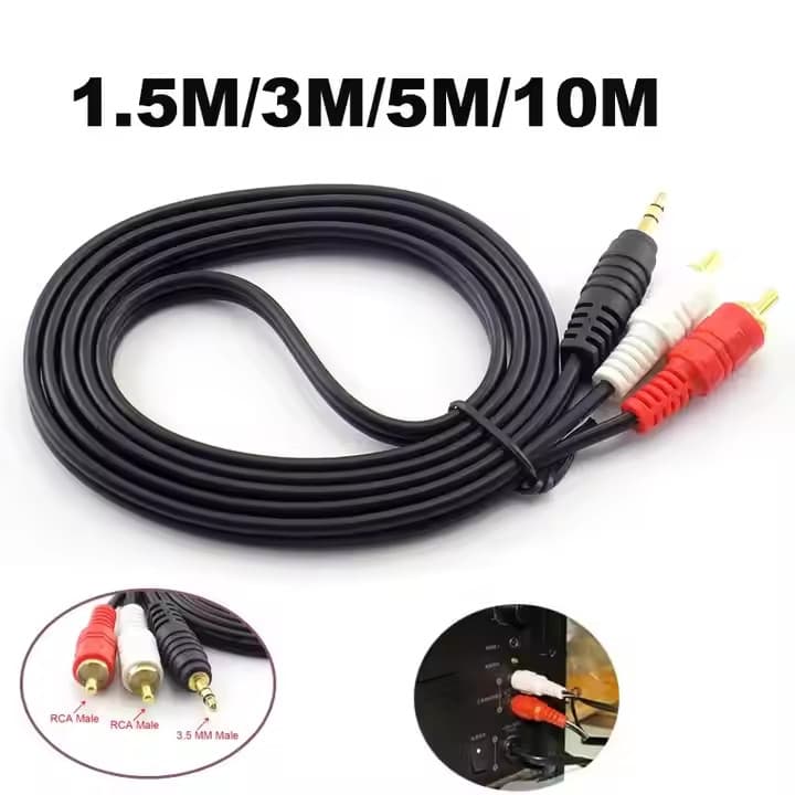 ขนาด 3.5 มม. ถึง 2 RCA ชุบทอง สำหรับเสียงสเตอริโอ Y-Splitter หญิง-ชาย สำหรับลำโพง รูปที่ 2