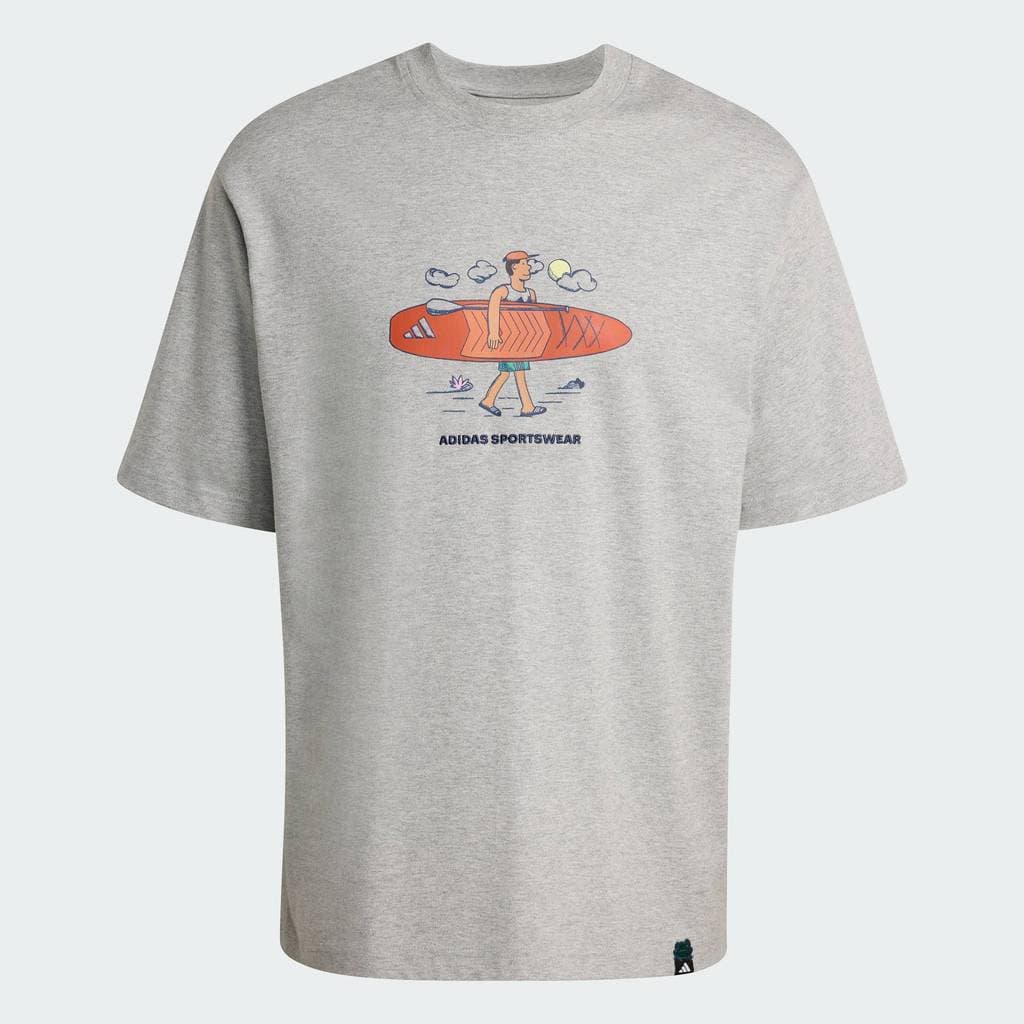 adidas Lifestyle DOODLE STAND-UP PADDLE GRAPHIC T-SHIRT Men Grey KB4903 รูปที่ 5