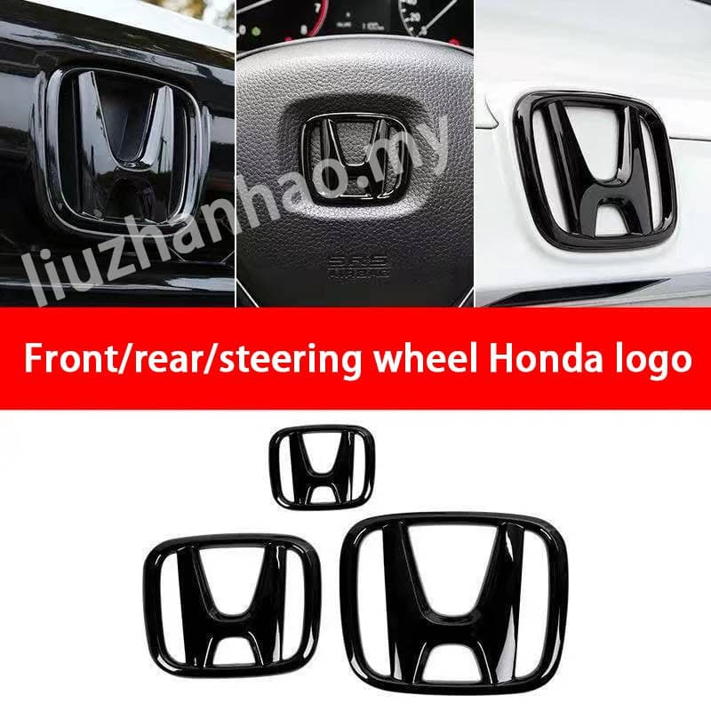 โลโก้ H หน้า-หลัง สีดํา 1 ชิ้น สําหรับ Honda Jazz City HRV Civic BRV GLOSSY BBA รูปที่ 1