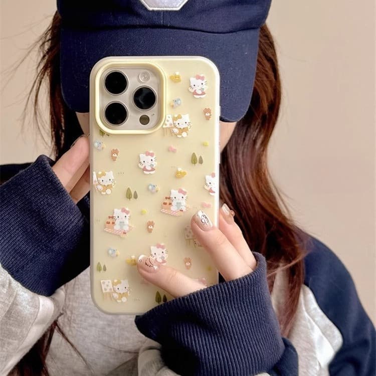 เคสไอโฟน 13 11 สำหรับ iPhone 17 16 15 13 11 14 12 Pro Max 15 14 13 16 Plus XR X Xs Max การ์ตูนหวานเคธีใหม่ 2 in 1 ปก รูปที่ 4