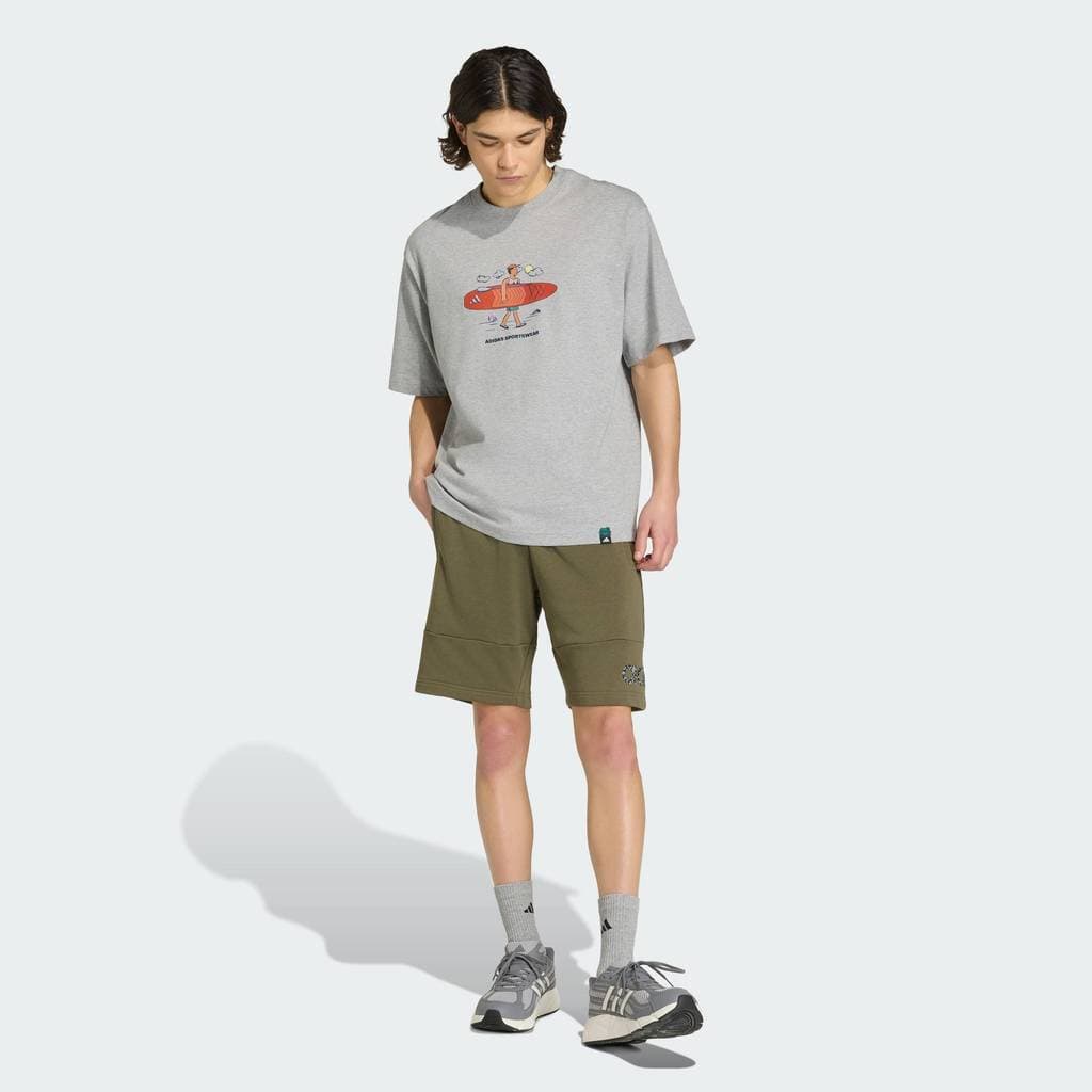 adidas Lifestyle DOODLE STAND-UP PADDLE GRAPHIC T-SHIRT Men Grey KB4903 รูปที่ 3