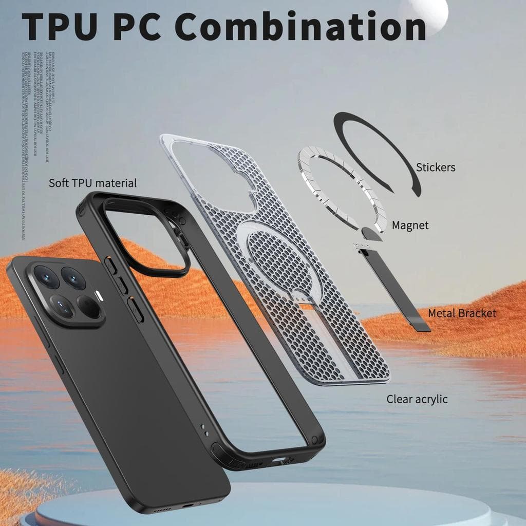 เคสโทรศัพท์แม่เหล็กกระจายความร้อนสําหรับ Xiaomi 15T PRO / 14T PRO, ฝาครอบกันกระแทกพร้อมที่วาง, ป้องกันโทรศัพท์มือถือ, เคสป้องกันสมาร์ทโฟน รูปที่ 4