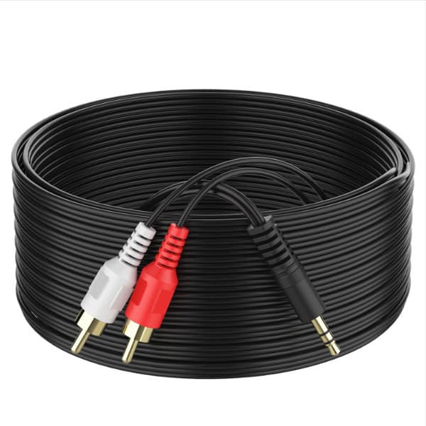ขนาด 3.5 มม. ถึง 2 RCA ชุบทอง สำหรับเสียงสเตอริโอ Y-Splitter หญิง-ชาย สำหรับลำโพง รูปที่ 1