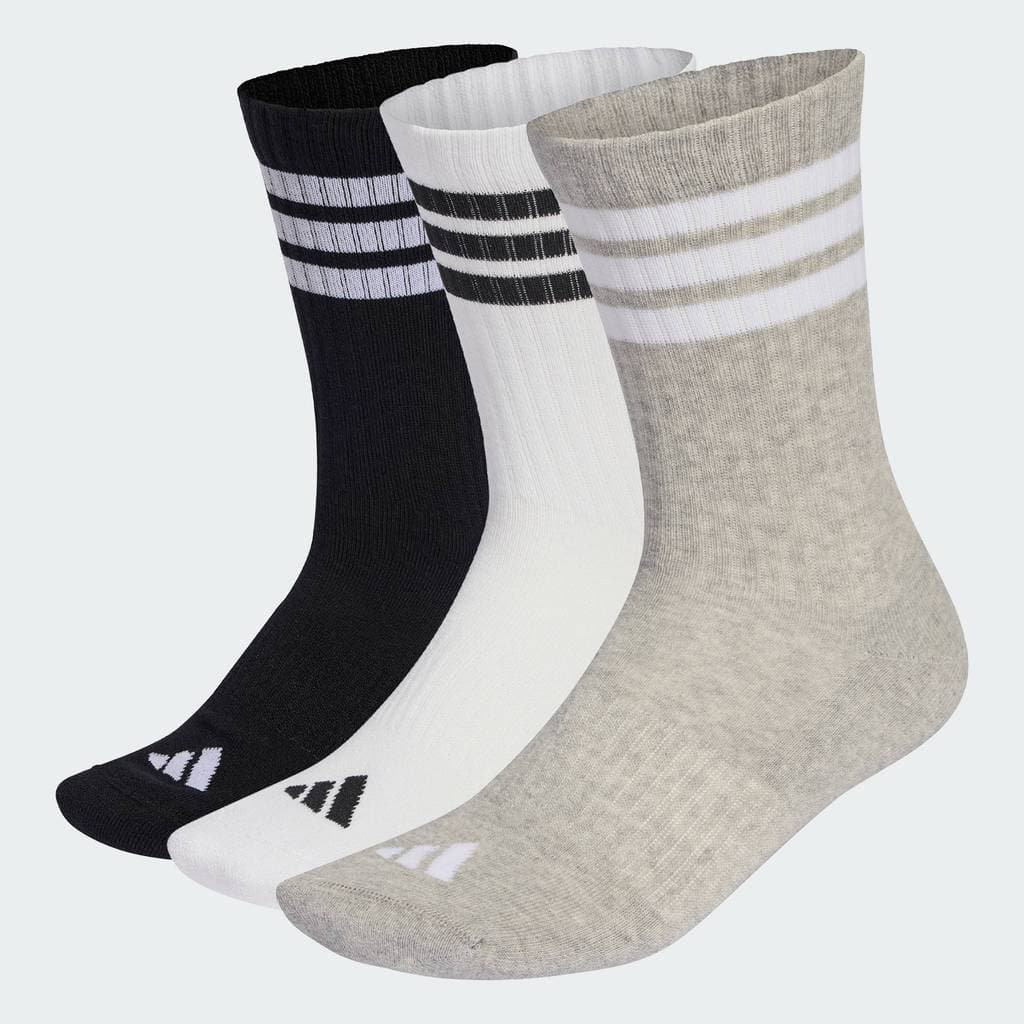 adidas Lifestyle 3-Stripes Cushioned Crew Socks 3 Pair Pack Unisex Grey KC9640 รูปที่ 1