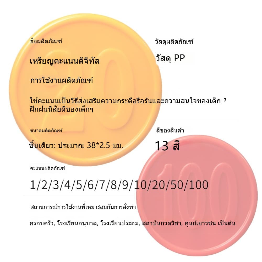 chishop เหรียญพลาสติก ชนิดแสดงตัวเลขหน้าเหรียญ พร้อมกล่อง ชิป 38mm. เหรียญชิป รูปที่ 6