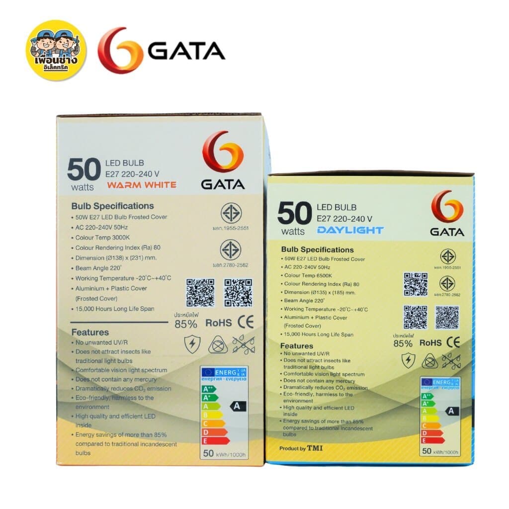 GATA รุ่น Jumbo หลอดไฟ LED ทรงกระบอก 20w 30w 40w 50w ขั้ว E27 แอลอีดี กันไฟกระชาก 1.5kV Bulb รูปที่ 4