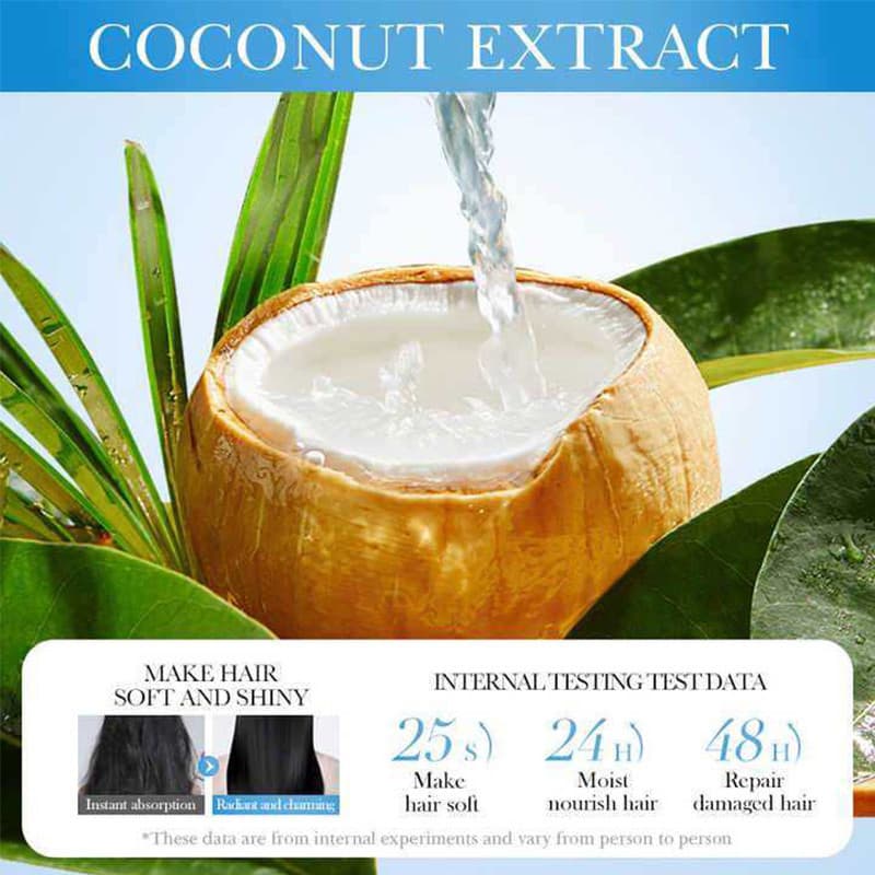 คุณภาพดีมากCoconut Oil HAIR MASK ทรีทเม้นท์ แชมพู เชื่อมแกนผม บำรุงผม ครีมนวดผม ตัวบูสแกนผม กู้ผมเสีย รูปที่ 7