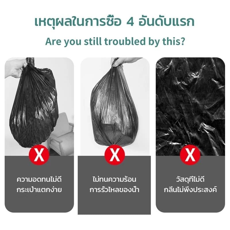 ถุงขยะดำหนา 50ชิ้น ทนทานกันรั่วซึม ทนแรงกระแทก ใช้งานหนักได้ หลายขนาด สำหรับทุกขนาดถังขยะ ถุงขยะดำ รูปที่ 2
