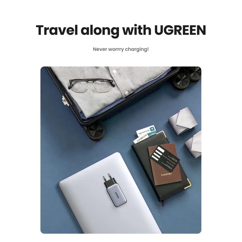 UGREEN 65W GaN Charger 2C1A Fast Charger QC 4.0 PD3.0 สําหรับ IPhone Samsung Xiaomi Huawei แล็ปท็อปแท็บเล็ต รูปที่ 5