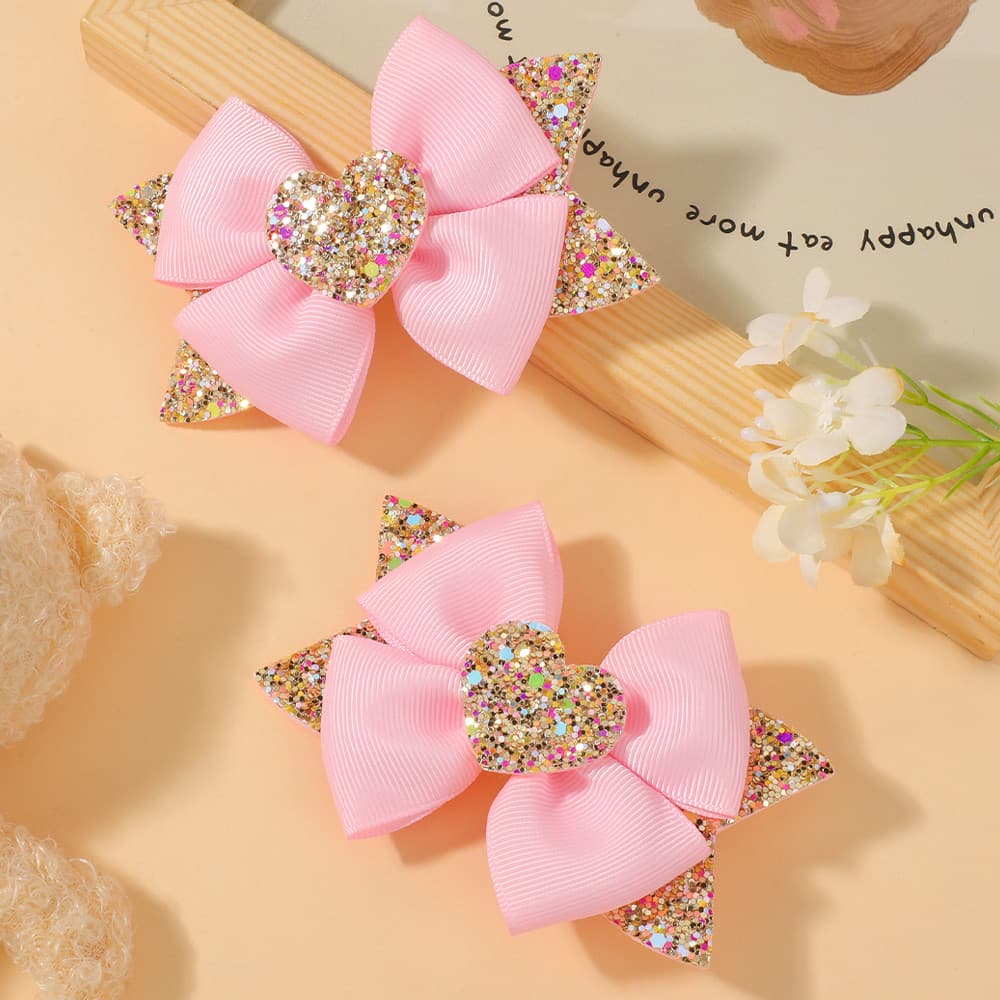 ชุดกิ๊บริบบิ้น 2 ชิ้น Love Glitter สำหรับเด็กทารก พร้อมลายโบว์เรืองแสง สร้อยผมแบบดีไวท์ แฟชั่นสำหรับสาวๆ รูปที่ 7