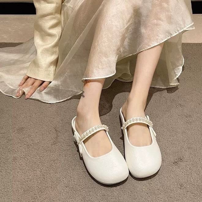 icy.sport จากไทย รองเท้าคัชชูแต่งสายไข่มุกสไตล์วินเทจสวยหวานน่ารักสีพื้นเรียบๆ รูปที่ 6