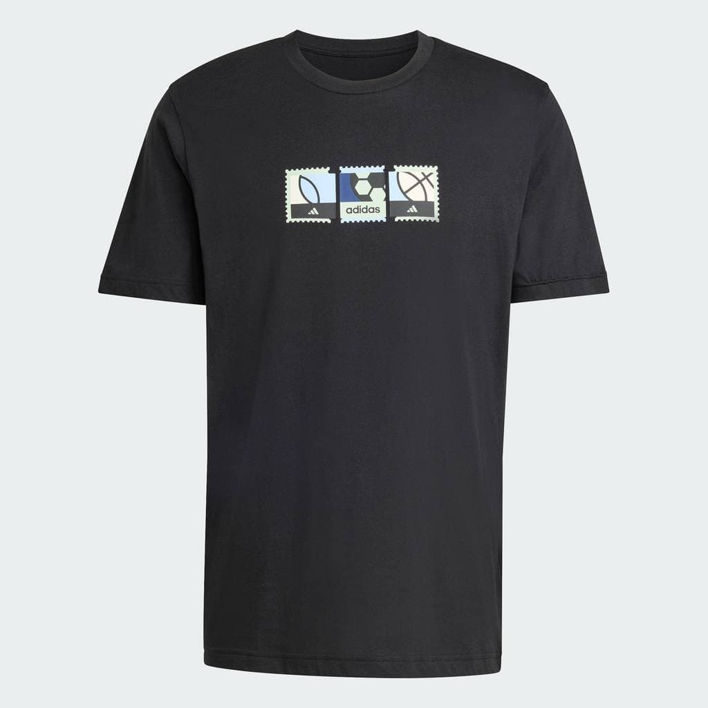 adidas ไลฟ์สไตล์ & เทนนิส เสื้อยืดพิมพ์ลาย MEMORIES OF SPORT STAMPS ผู้ชาย สีดำ KB2510 รูปที่ 5