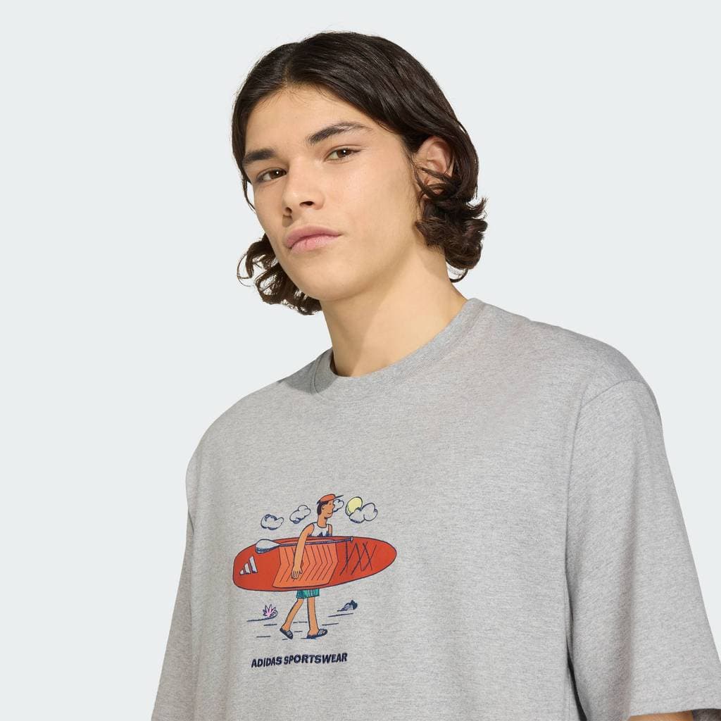 adidas Lifestyle DOODLE STAND-UP PADDLE GRAPHIC T-SHIRT Men Grey KB4903 รูปที่ 7