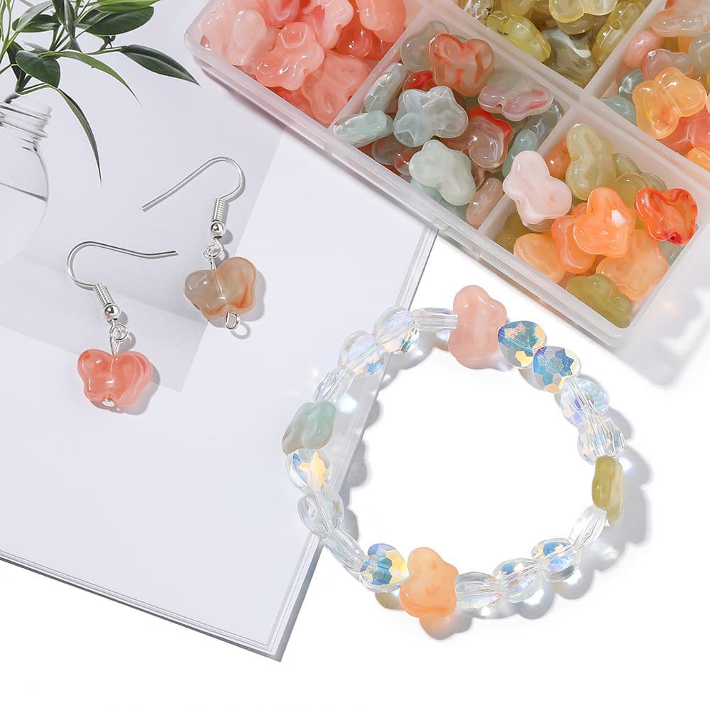 Kunkka ลูกปัดหินเทียมอะคริลิก20ชิ้นลูกปัดสองสีสำหรับทำสร้อยคอ DIY สร้อยข้อมือ รูปที่ 4