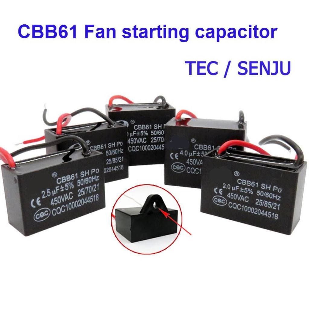 H·G คาปาซิเตอร์ พัดลม​ มีสายไฟ ตัวเก็บประจุ Capacitor คอนเดนเซอร์พัดลม CBB61 1.5uF/1.8/2.0/3.5uF อะไหล่พัดลม รูปที่ 2