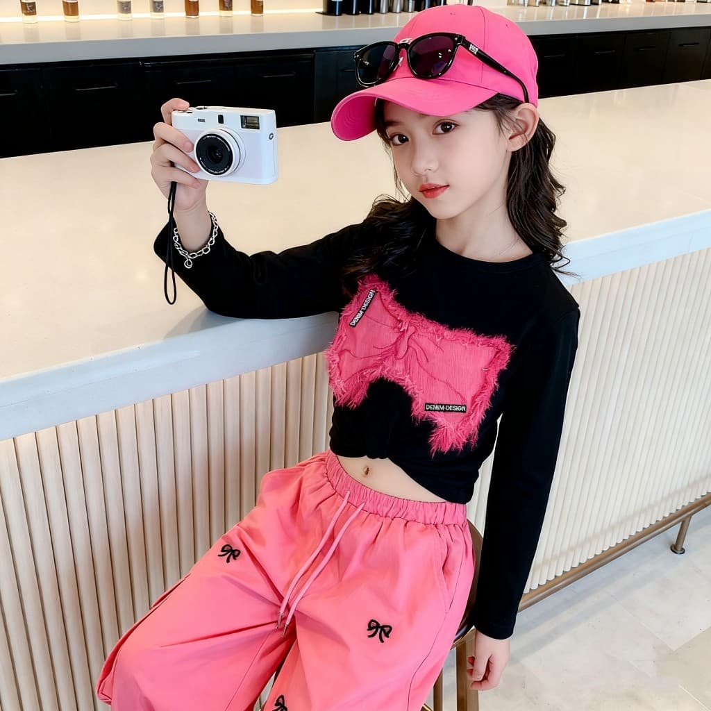 ชุดเสื้อและกางเกงเก็บความร้อนสำหรับเด็กผู้หญิง รุ่นใหม่ลายผีเสื้อโบว์เกาหลี มีสไตล์ เนื้อผ้าคุณภาพสูง ใส่สบาย ระบายอากาศดี เหมาะสำหรับเด็กผู้หญิงอายุ 5-12 ปี รูปที่ 5
