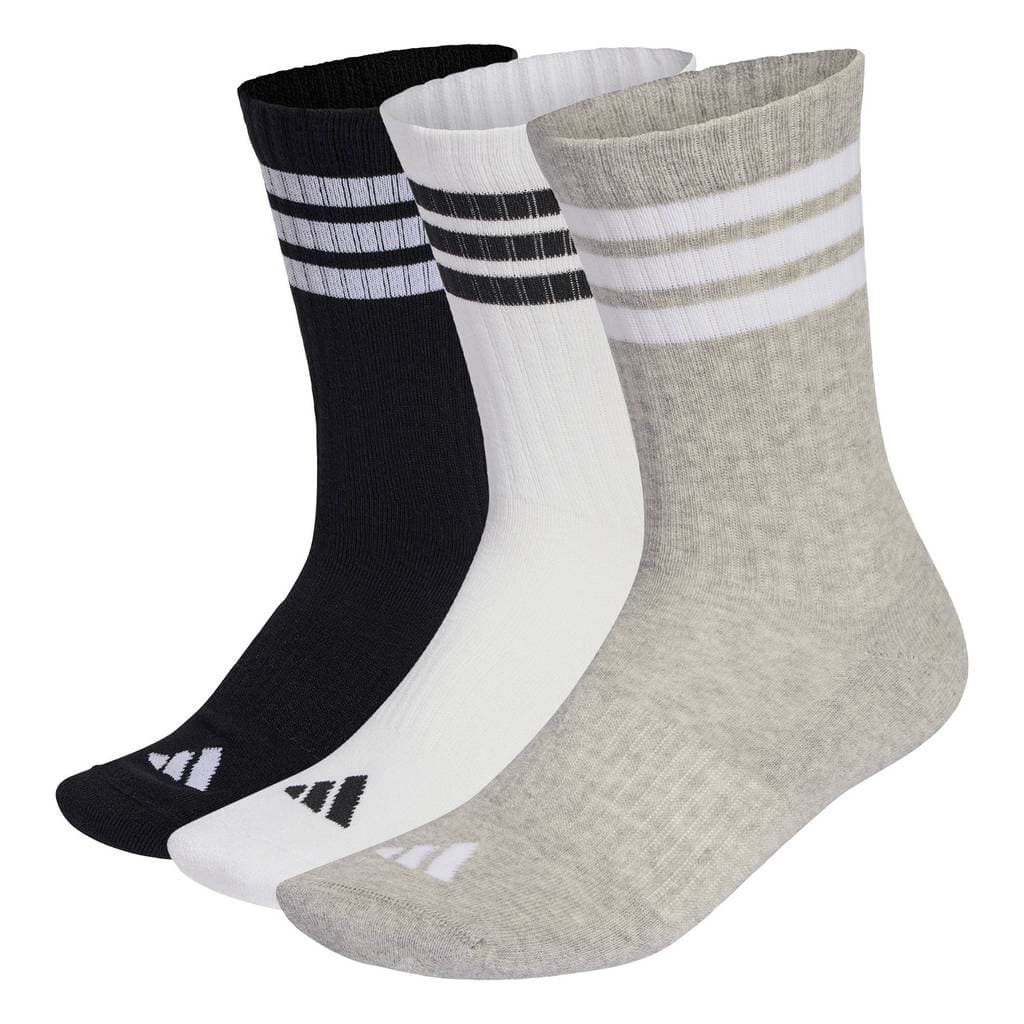 adidas Lifestyle 3-Stripes Cushioned Crew Socks 3 Pair Pack Unisex Grey KC9640 รูปที่ 5