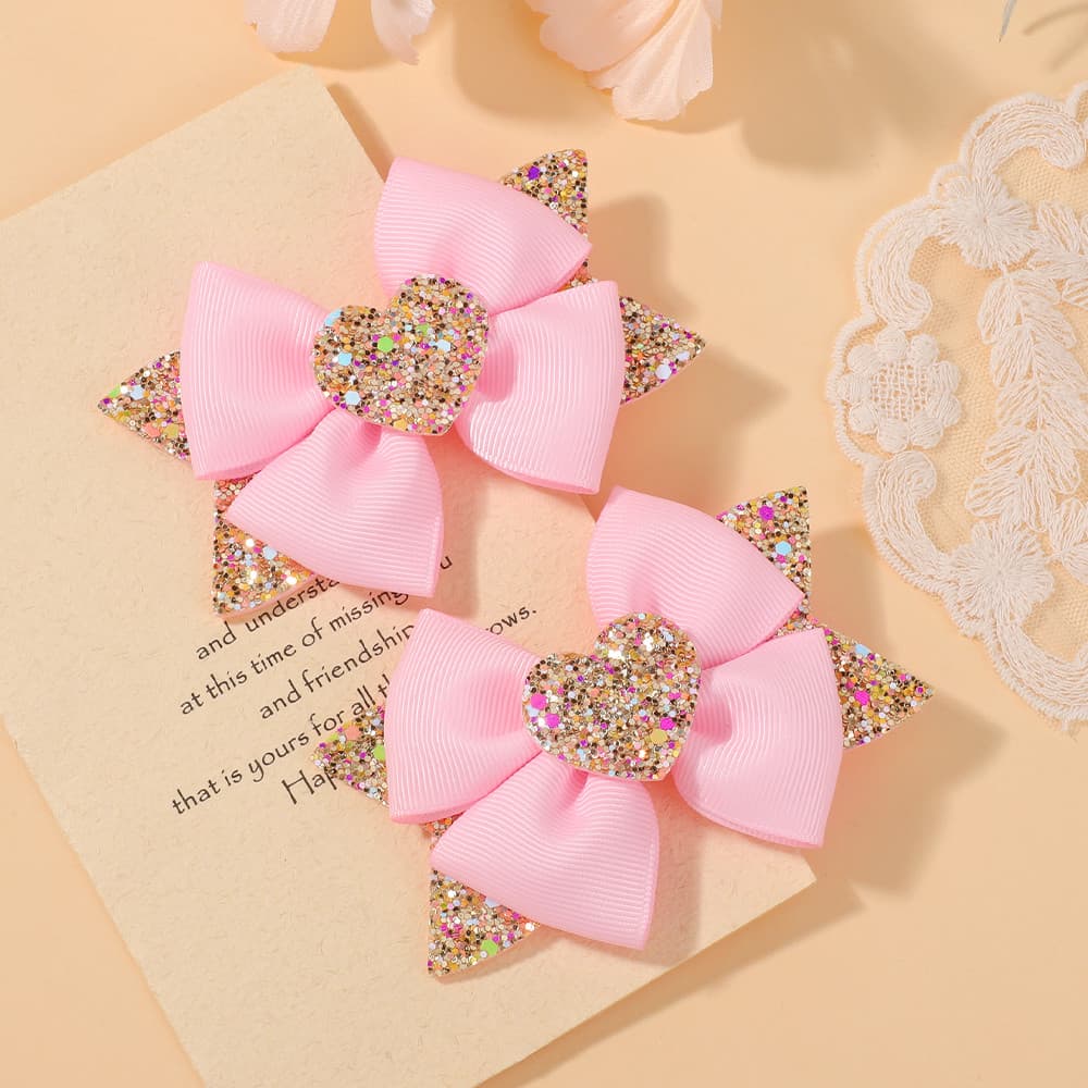 ชุดกิ๊บริบบิ้น 2 ชิ้น Love Glitter สำหรับเด็กทารก พร้อมลายโบว์เรืองแสง สร้อยผมแบบดีไวท์ แฟชั่นสำหรับสาวๆ รูปที่ 8
