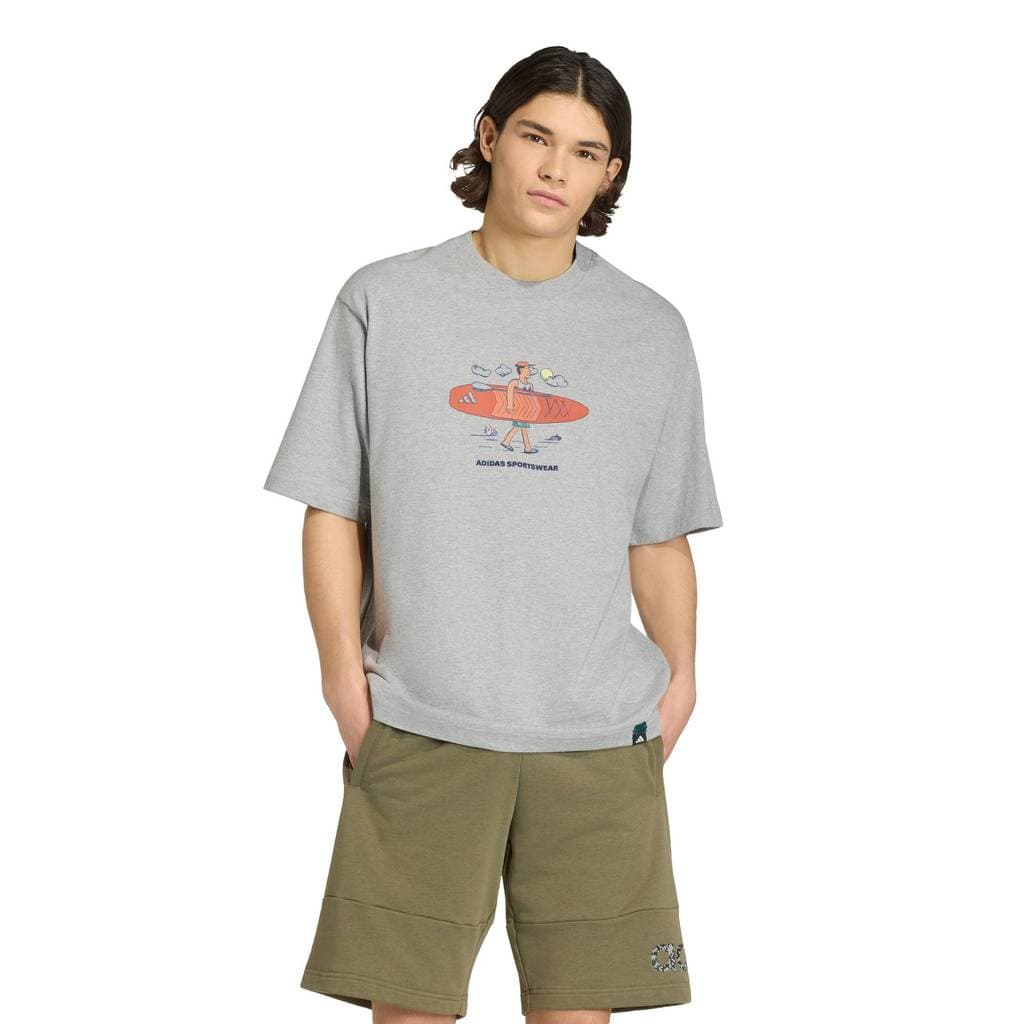 adidas Lifestyle DOODLE STAND-UP PADDLE GRAPHIC T-SHIRT Men Grey KB4903 รูปที่ 4