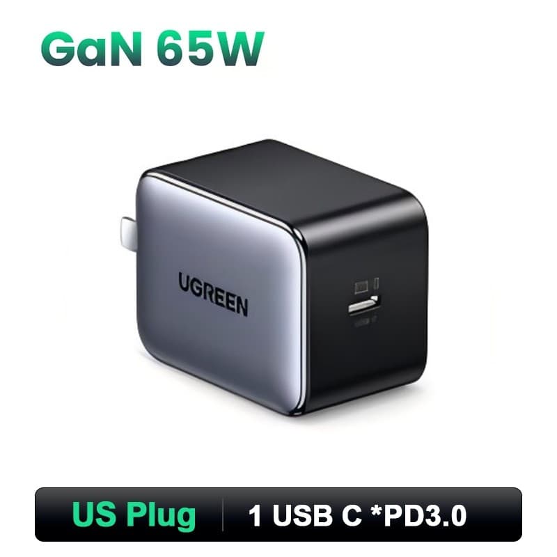 UGREEN 65W GaN Charger 2C1A Fast Charger QC 4.0 PD3.0 สําหรับ IPhone Samsung Xiaomi Huawei แล็ปท็อปแท็บเล็ต รูปที่ 9