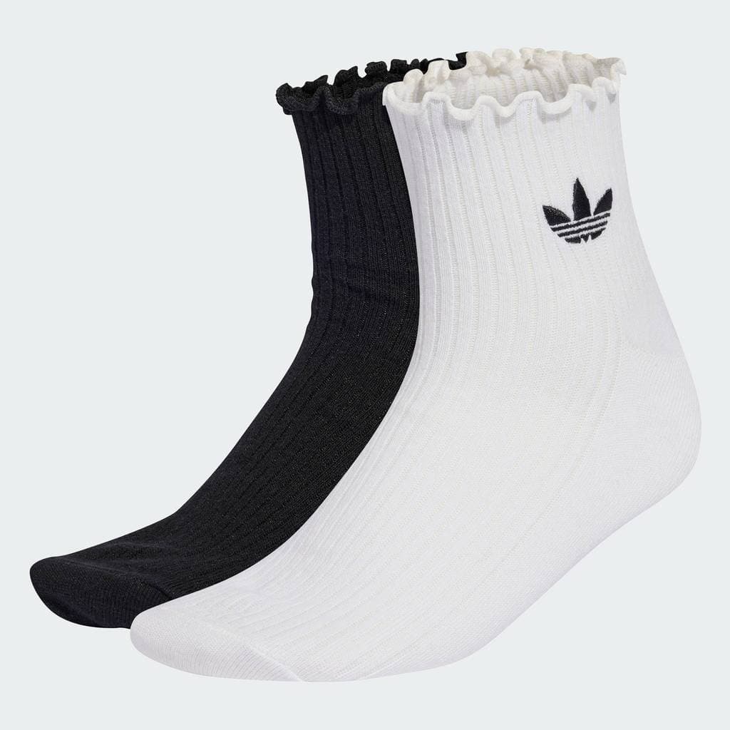 adidas ไลฟ์สไตล์ ถุงเท้าความยาวสี่ส่วนแต่งระบาย Unisex สีขาว KD8367 รูปที่ 2