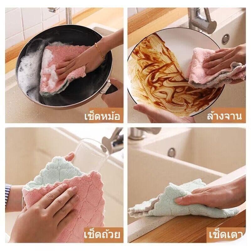YTL ผ้าขี้ริ้ว ไมโครไฟเบอร์ ผ้าเช็ดมือ ผ้าเช็ดโต๊ะ เช็ดจาน ขนาด 25x25 ซม. 10/30/50แผ่น รูปที่ 8