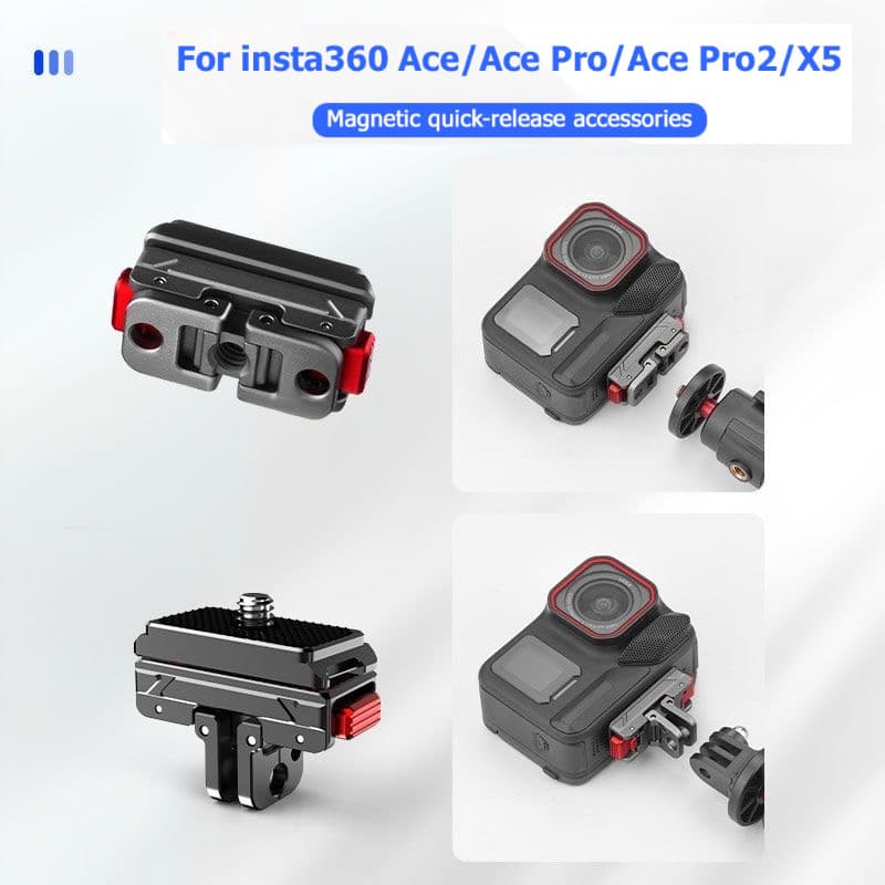 ปลดเร็ว เหมาะสําหรับ Insta360 X5/Ace Pro2/Ace/Ace Pro โลหะแม่เหล็ก Dual Mount 1/4 เกลียว Action กล้องอุปกรณ์เสริม รูปที่ 1
