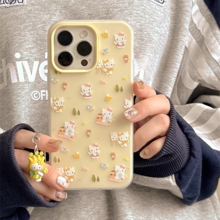 เคสไอโฟน 13 11 สำหรับ iPhone 17 16 15 13 11 14 12 Pro Max 15 14 13 16 Plus XR X Xs Max การ์ตูนหวานเคธีใหม่ 2 in 1 ปก รูปที่ 6