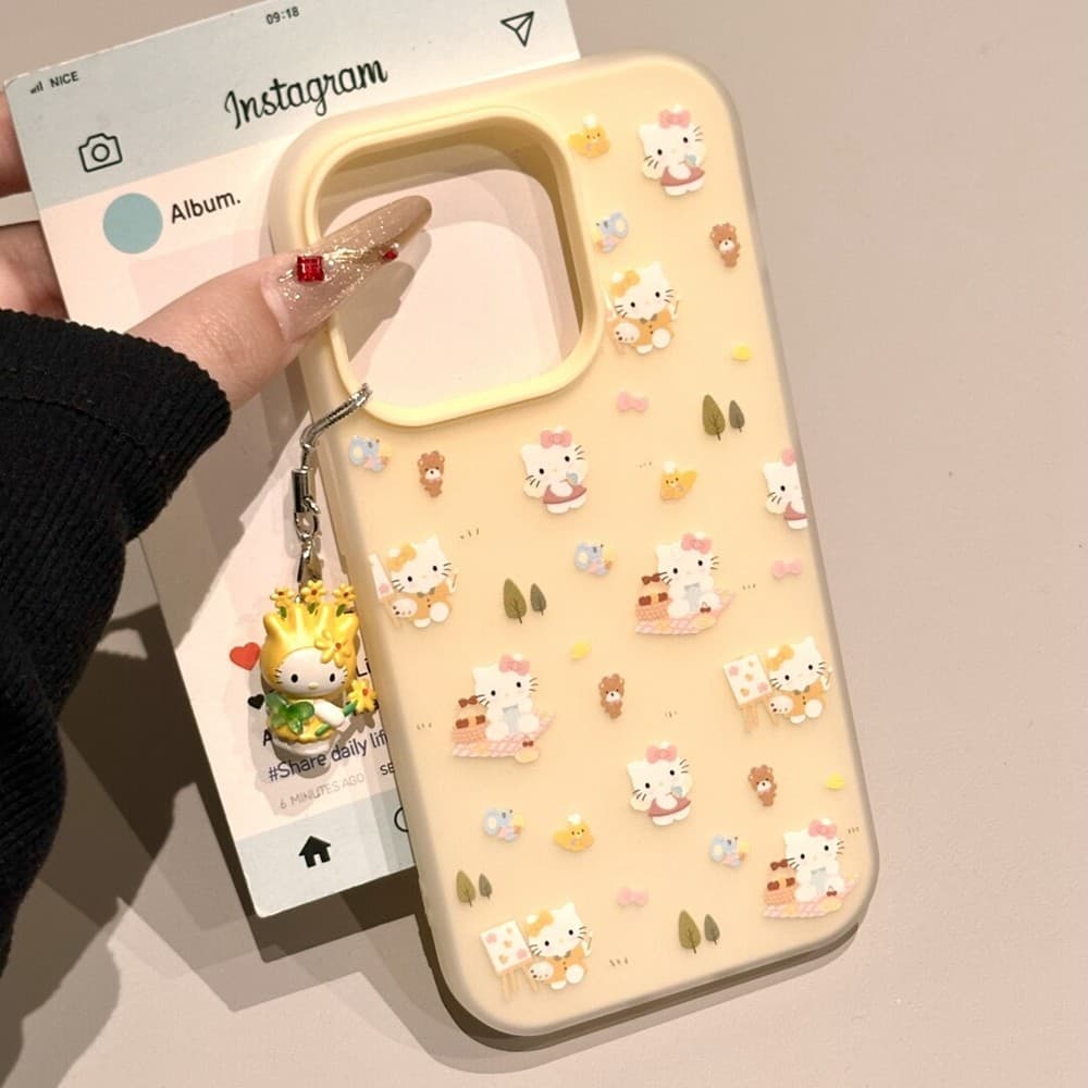 เคสไอโฟน 13 11 สำหรับ iPhone 17 16 15 13 11 14 12 Pro Max 15 14 13 16 Plus XR X Xs Max การ์ตูนหวานเคธีใหม่ 2 in 1 ปก รูปที่ 8