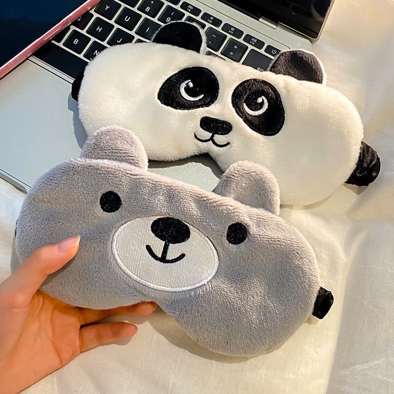 น่ารักการ์ตูนตุ๊กตาตาหน้ากากชายหญิงนอนแรเงาทุ่มเทไม่มีความดันตาไม่บีบหูช่วยนอนป้องกันดวงตาบรรเทาไขมันตา รูปที่ 6
