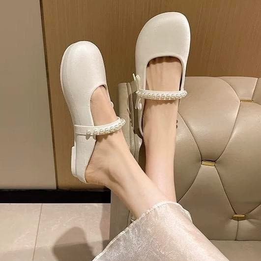 icy.sport จากไทย รองเท้าคัชชูแต่งสายไข่มุกสไตล์วินเทจสวยหวานน่ารักสีพื้นเรียบๆ รูปที่ 7