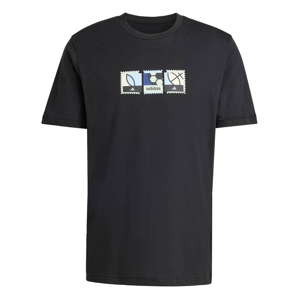 adidas ไลฟ์สไตล์ & เทนนิส เสื้อยืดพิมพ์ลาย MEMORIES OF SPORT STAMPS ผู้ชาย สีดำ KB2510 รูปที่ 6