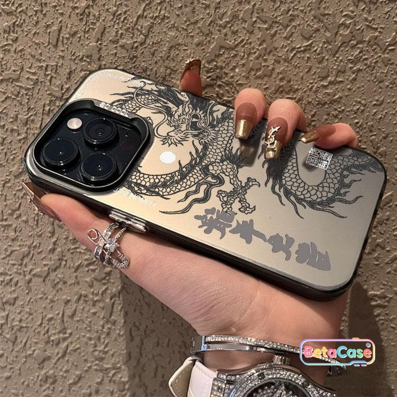 เคสโทรศัพท์ลายมังกรสีดำและขาวสุดเท่สไตล์แฟชั่น IMD สำหรับ iPhone 17 17pro 16 16pro 11 15 14 13 12 XR X XS Max 8 7Plus รูปที่ 2