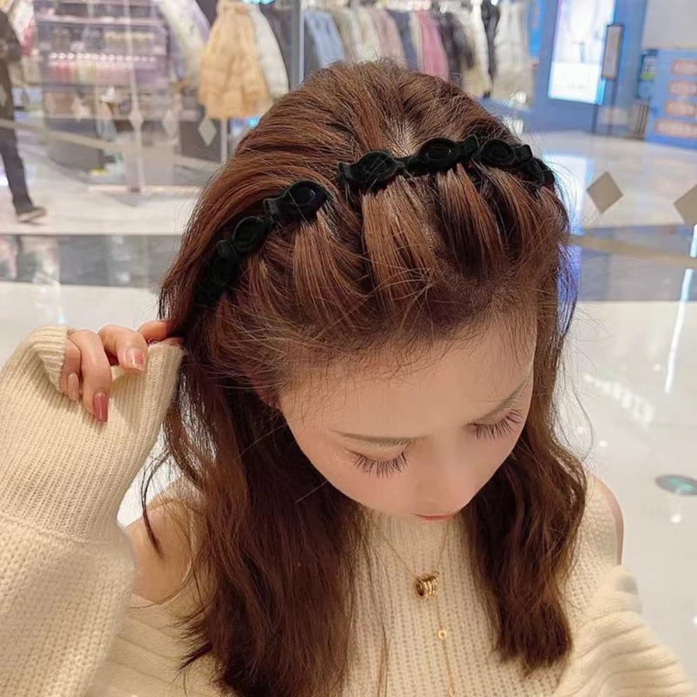 1ชิ้นแฟชั่น แห่กัน ถักด้านข้างกิ๊บหน้าผากเรียบปุยคลิปอุปกรณ์เสริมสําหรับสาวๆ รูปที่ 7
