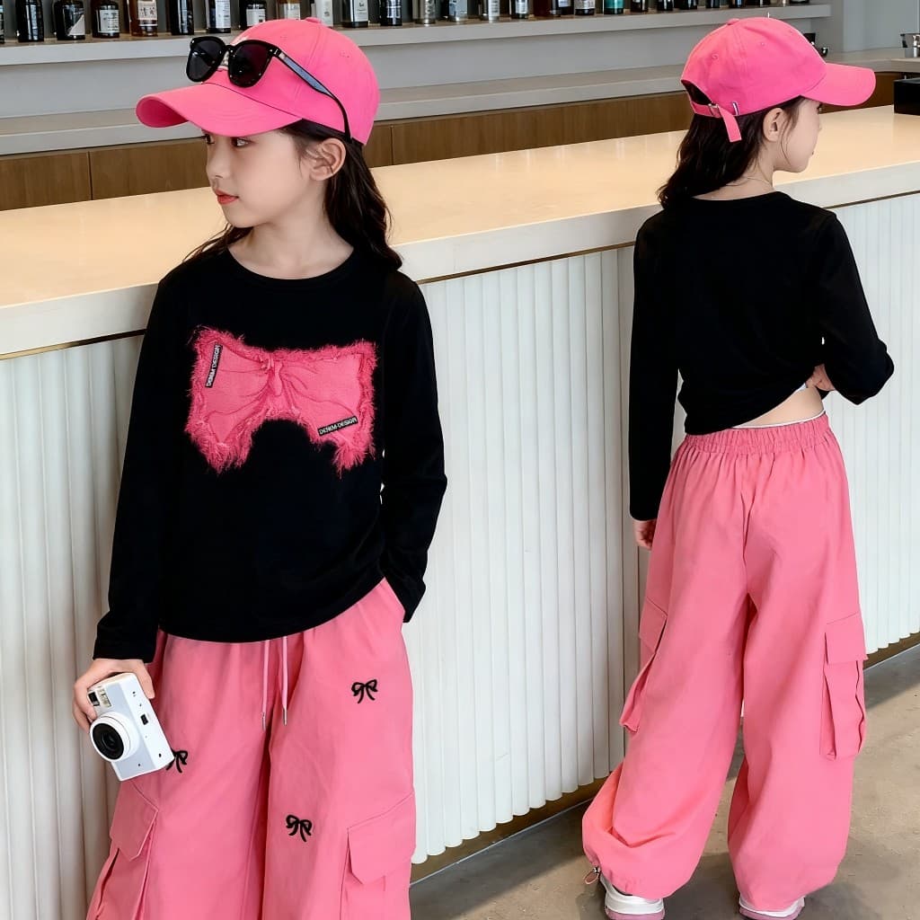 ชุดเสื้อและกางเกงเก็บความร้อนสำหรับเด็กผู้หญิง รุ่นใหม่ลายผีเสื้อโบว์เกาหลี มีสไตล์ เนื้อผ้าคุณภาพสูง ใส่สบาย ระบายอากาศดี เหมาะสำหรับเด็กผู้หญิงอายุ 5-12 ปี รูปที่ 4