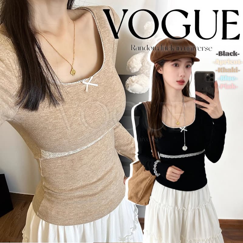 Vogue เสื้อยืดแขนยาว เสริมฟองน้ำในตัว เรียบๆใส่ได้ทุกวัน รูปที่ 1