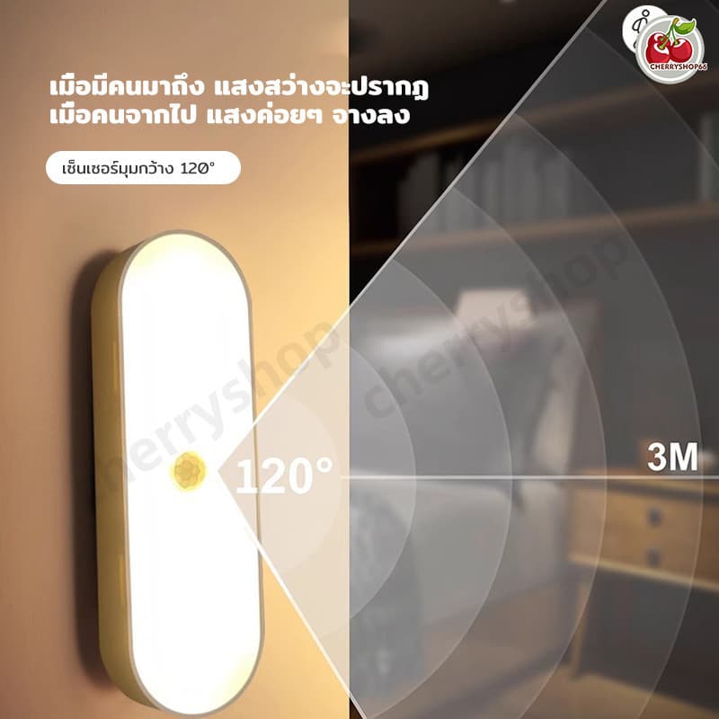 ไฟเซนเซอร์แบบแท่ง ไฟกลางคืน LED ชาร์จได้ ตรวจจับการเคลื่อนไหว ติดแม่เหล็ก ใช้ได้ทุกที่ รูปที่ 4