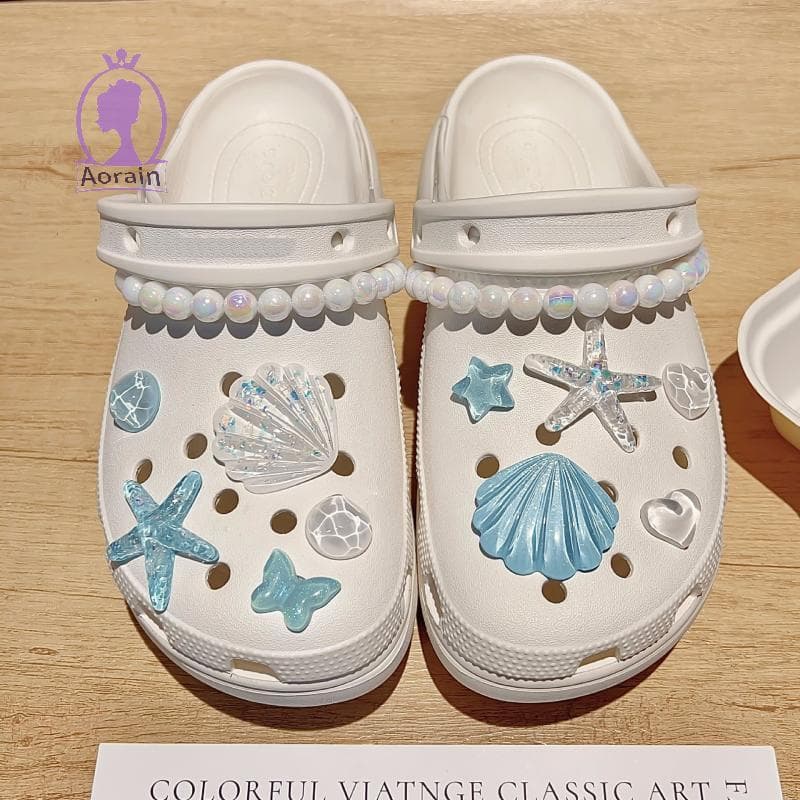 # ANTH # 1 ชุด DIY Clogs รองเท้าแตะสวนรองเท้าตกแต่งน่ารักปลาดาวเรซิ่นรองเท้า Charms อุปกรณ์เสริม Buckles Pins หญิงผู้หญิงของขวัญ. รูปที่ 8